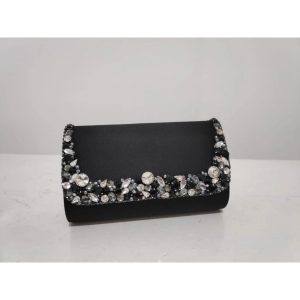 Home Tas pesta hitam wanita dengan ornamen payet batuan silver elegan Za'Nis Bag